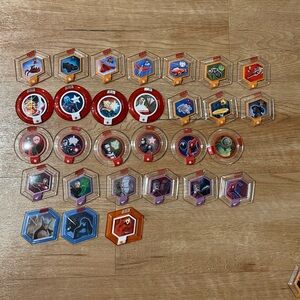 Disney Infinity power disc Lot (29 video game pieces)